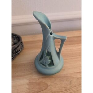 Roseville Silhouette 1952 Vintage Mid Century Modern Blue Pottery Ewer 716-6 6"